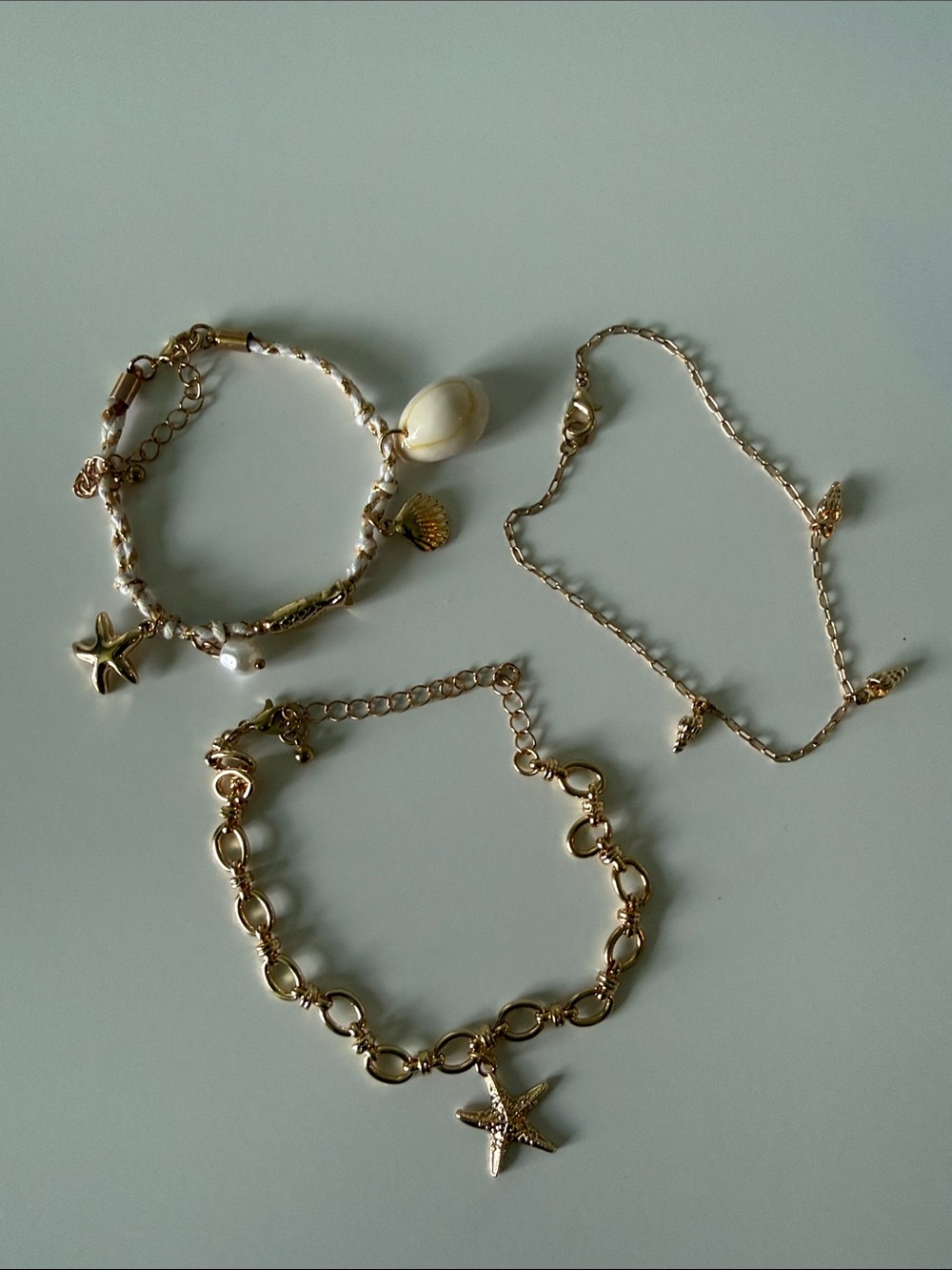 Seashell Bracelet Trio - Gold